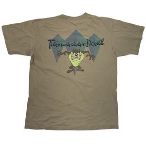 Vintage Tazmanian Devil 90’s 1995 Tan Single Stitch Shirt Mens Size XL Looney